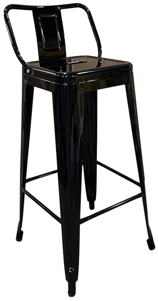 Σκαμπό Bar ArteLibre Βιομηχανικού Τύπου Vintage MOLERO Μαύρο Μέταλλο 43x43x94cm