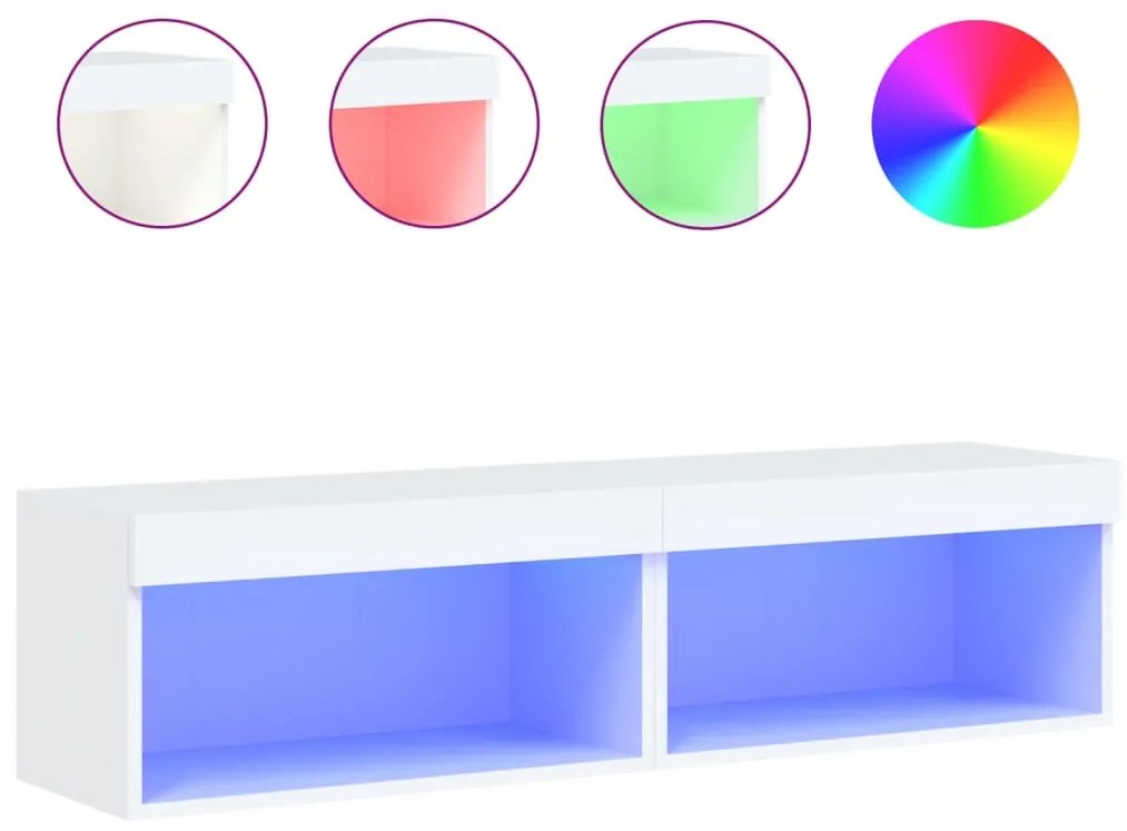 vidaXL Έπιπλα Τηλεόρασης με LED 2 τεμ. Λευκά 60 x 30 x 30 εκ.