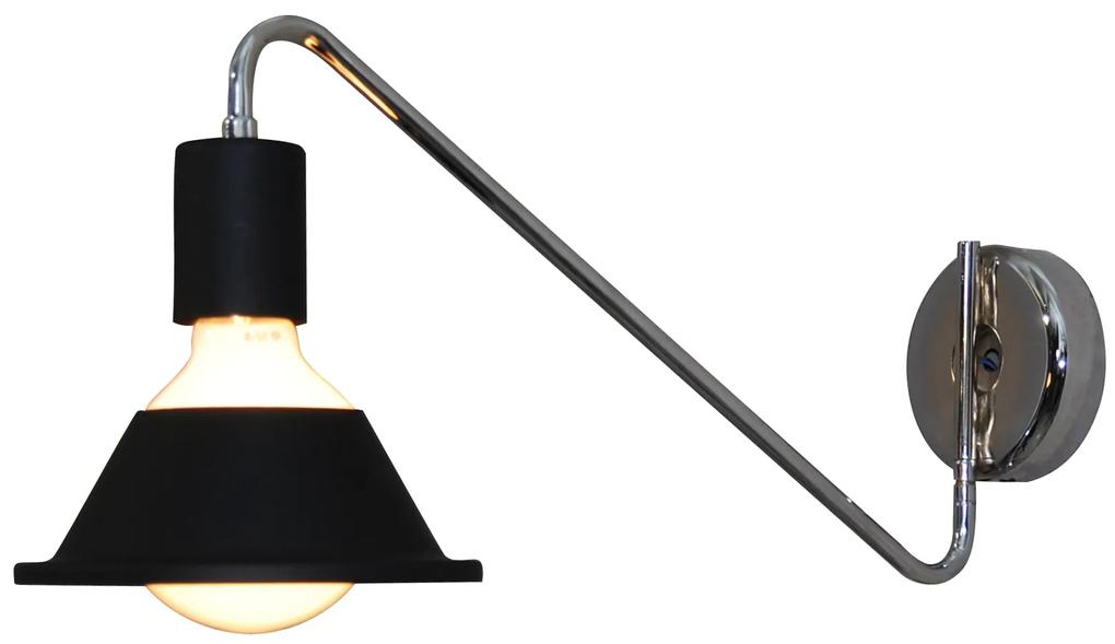 Φωτιστικό Τοίχου - Απλίκα HL-3521-1 EMILY CHROME &amp; BLACK WALL LAMP - 51W - 100W - 77-3768