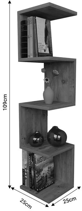 Ραφιέρα τοίχου Zigzag oak-ανθρακί μελαμίνης 25x25x109εκ 25x25x109 εκ.