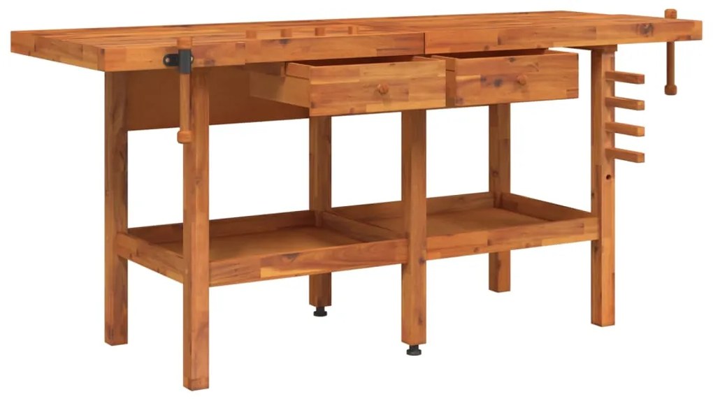 vidaXL Πάγκος Εργ. Συρτάρια/ Μέγγενες 192x62x83 εκ. Μασίφ Ξύλο Ακακίας