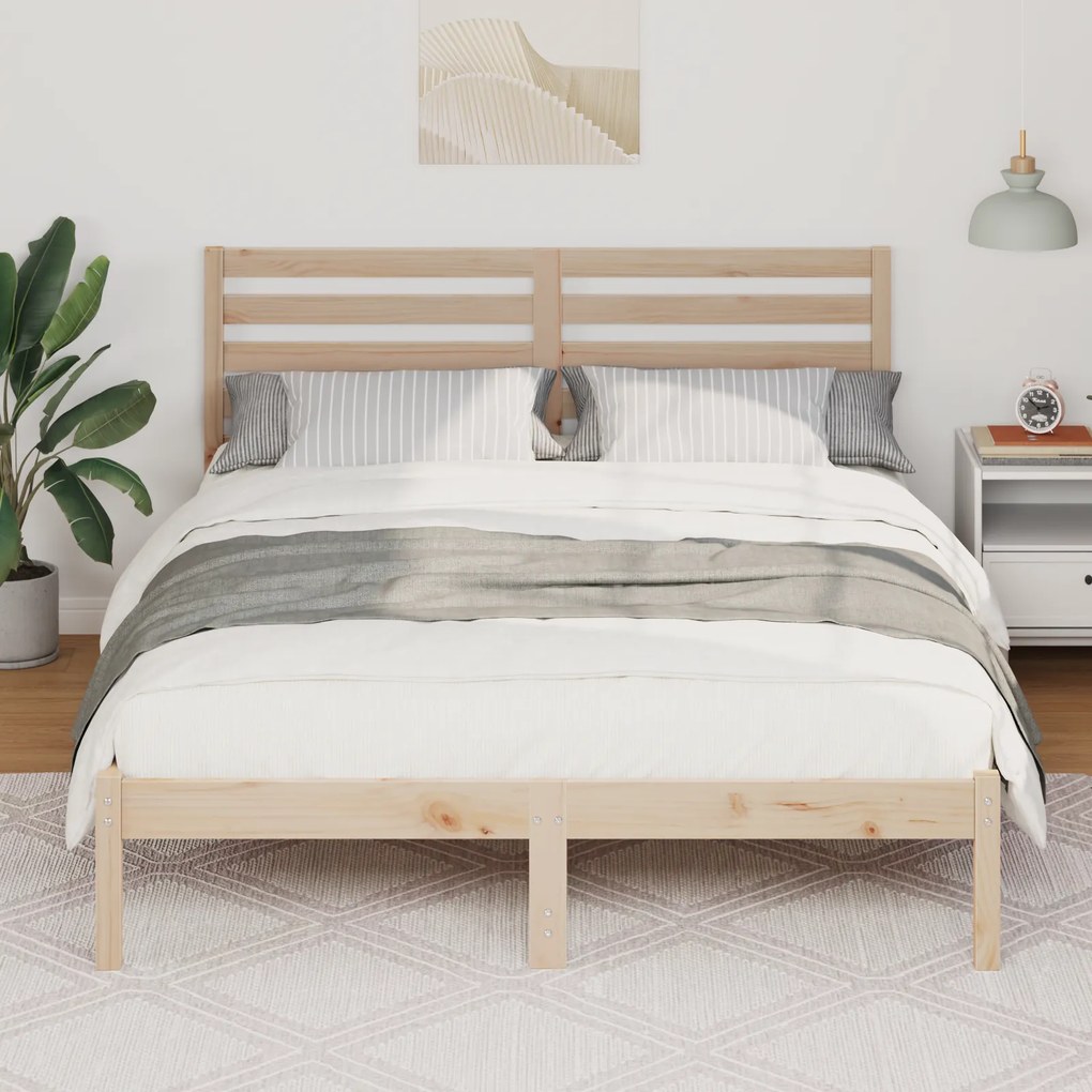 vidaXL Σκελετός Κρεβατιού Καφέ 140 x 190 cm Συμπαγές ξύλο πεύκου
