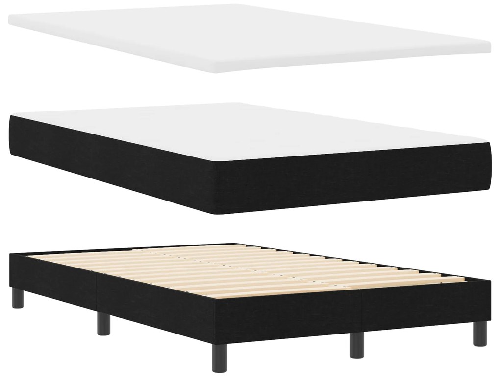 vidaXL Κρεβάτι Box Spring με Στρώμα Μαύρο 120x190 εκ. Ύφασμα