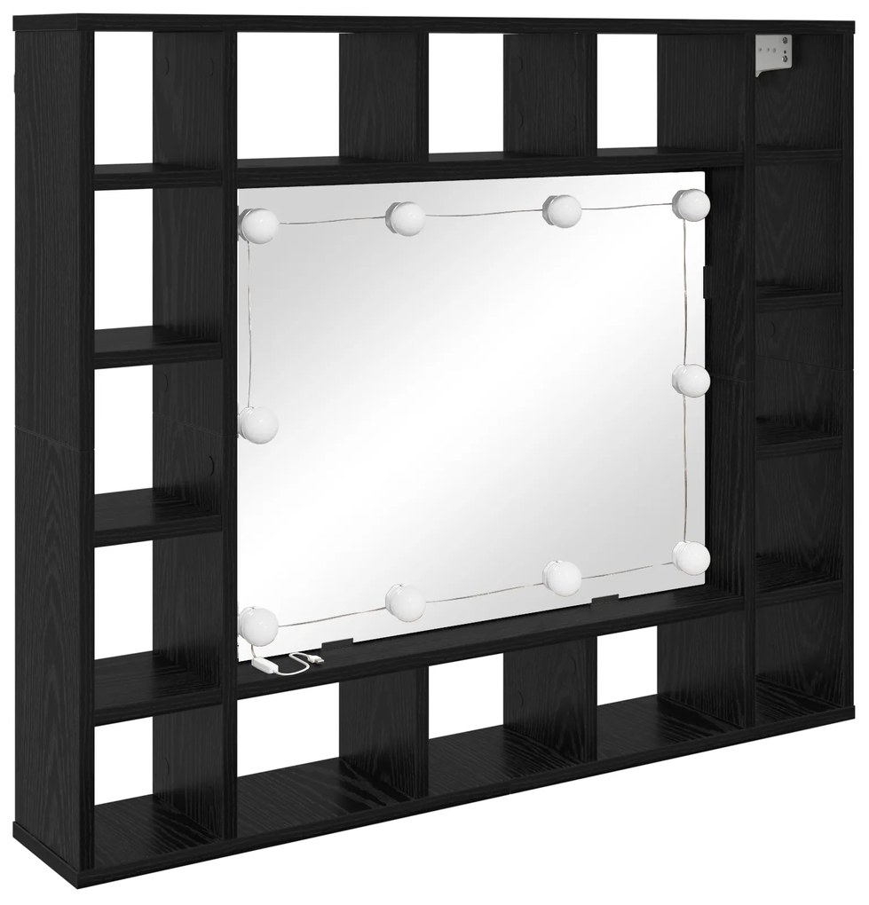 vidaXL Ντουλάπα Καθρέφτη με ράφι Μαύρη δρυς 91 x 15 x 76.5 εκ.