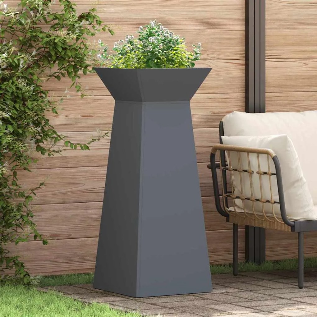 vidaXL Γλάστρα Κήπου με Μπολ Ανθρακί 40x40x100 εκ από Ατσάλι