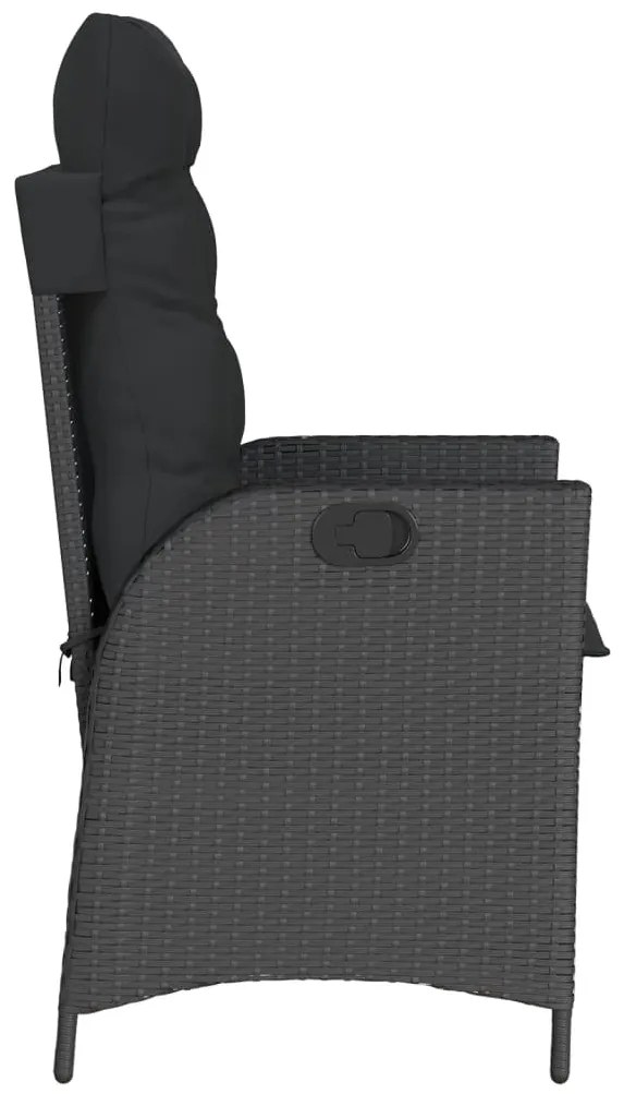 vidaXL Πολυθρόνες Κήπου Ανακλ/νες 2 τεμ. Μαύρες Συνθ. Ρατάν+Μαξιλάρια