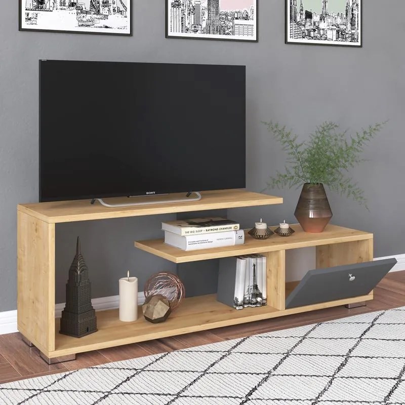Έπιπλο τηλεόρασης Βotan ανθρακί - oak 120x30x42 εκ. 120x30x42 εκ.