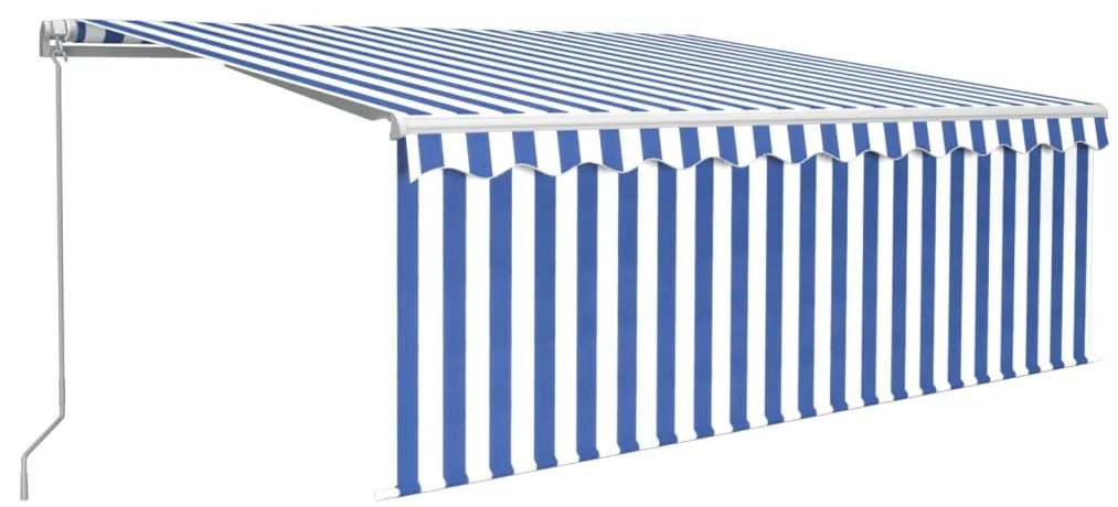 vidaXL Τέντα Συρόμενη Χειροκίνητη με Σκίαστρο Μπλε / Λευκό 4,5 x 3 μ.