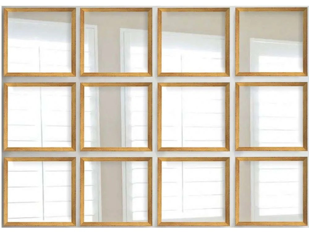 Καθρέπτες Τοίχου Setayna (Σετ 12Τμχ) 365LAR1122 24x24cm Gold Wallity Plastic, Glass