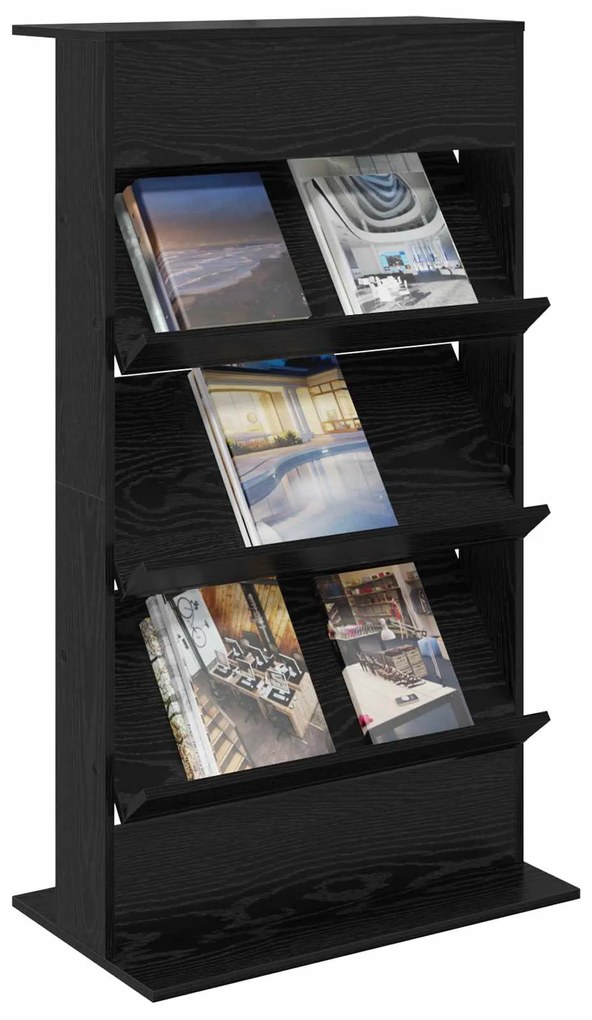 vidaXL Ράφι Περιοδικών Μαύρη Οξυά 70 x 41 x 126 εκ. Επεξεργασμένο ξύλο