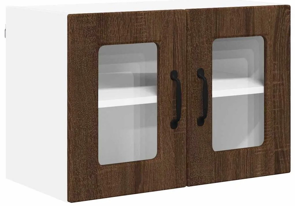 vidaXL Κρεμαστό ντουλάπι κουζίνας με ράφι Καφέ δρυς 60 x 31 x 40 εκ