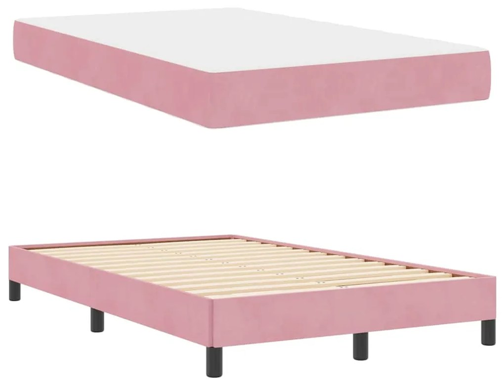 vidaXL Κρεβάτι box spring με στρώμα Ροζ 120 x 200 cm Βελούδο