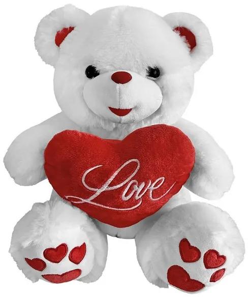 Λούτρινο Αρκουδάκι Με Καρδιά Love White 30εκ. Toy Markt 79-486