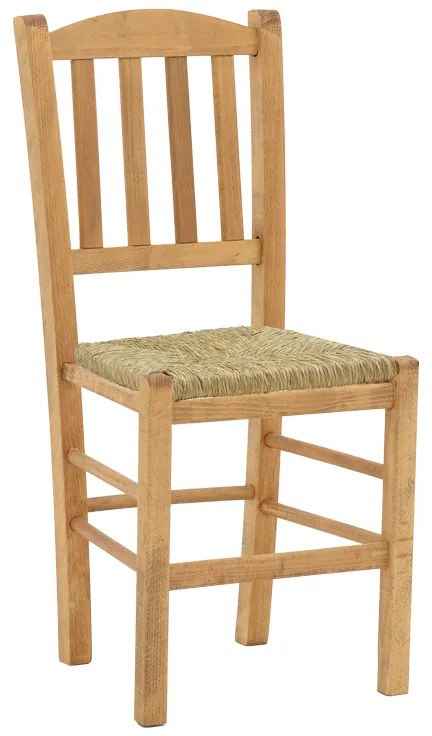 Καρέκλα καφενείου με ψάθα Damnir-Charchie pakoworld μασίφ ξύλο οξιάς λούστρο καρυδί 41x42x92εκ