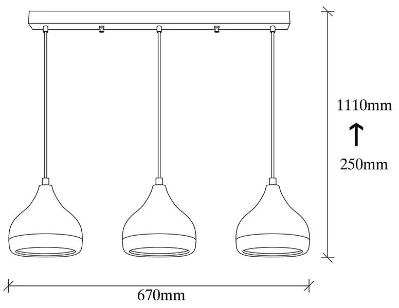 Φωτιστικό οροφής τρίφωτο Elprecious E27 μαύρο-bronze 67x17x110εκ 67x17x110 εκ.