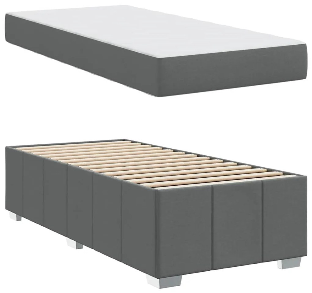 vidaXL Σκελετός Κρεβατιού Σκούρο γκρι 90 x 200 cm ύφασμα
