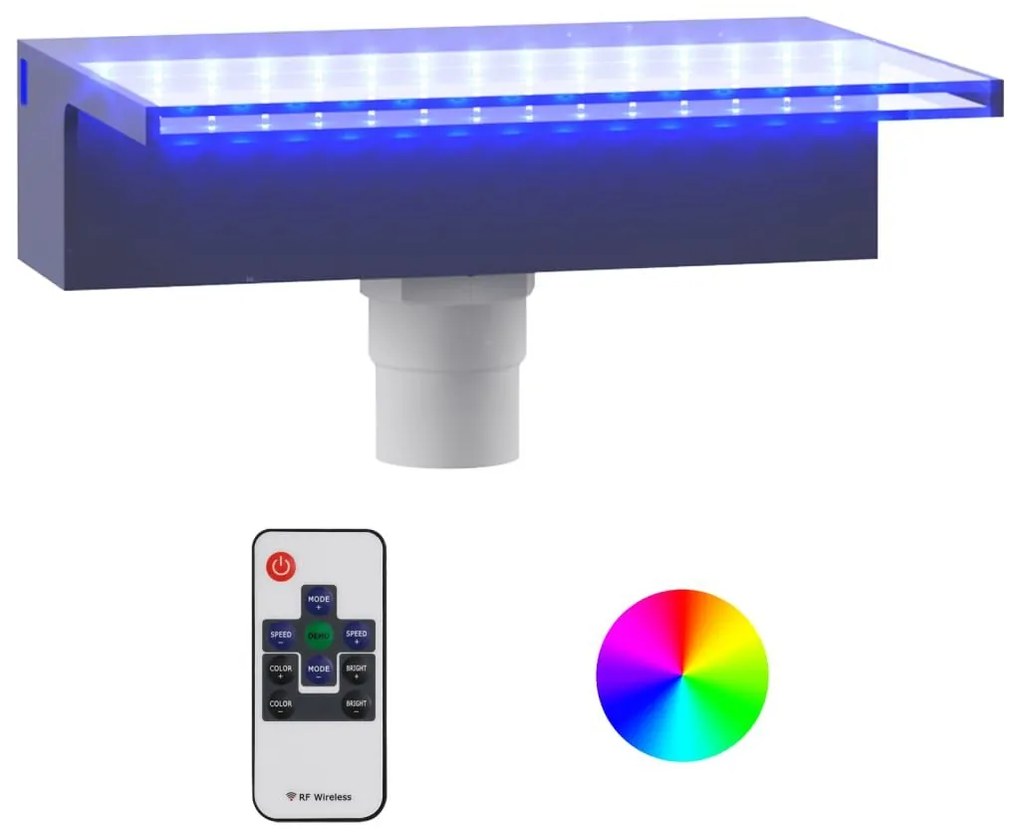 Σιντριβάνι Καταρράκτης Πισίνας με RGB LED 30 εκ. Ακρυλικό - Διαφανές