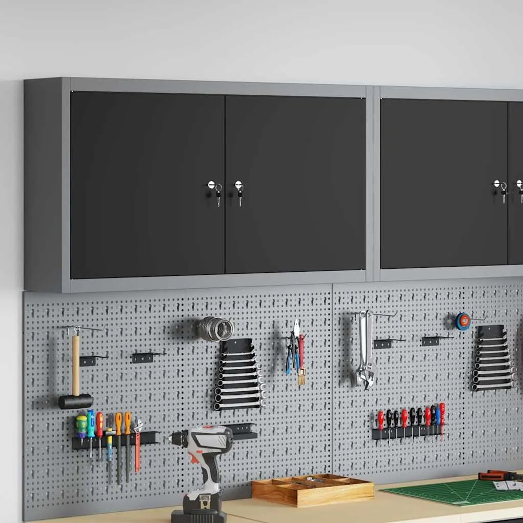 vidaXL Ντουλάπα Εργαλείων Τοίχου Μαύρη 100x20x55 εκ Ατσάλι