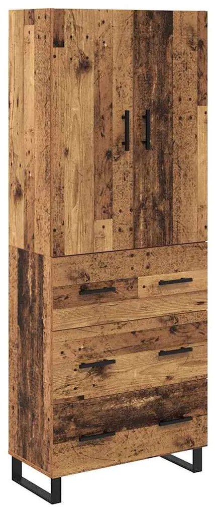 vidaXL Highboard με συρτάρι 2 pcs Παλιό Ξύλο Σύνθετο Ξύλο και Γυαλί