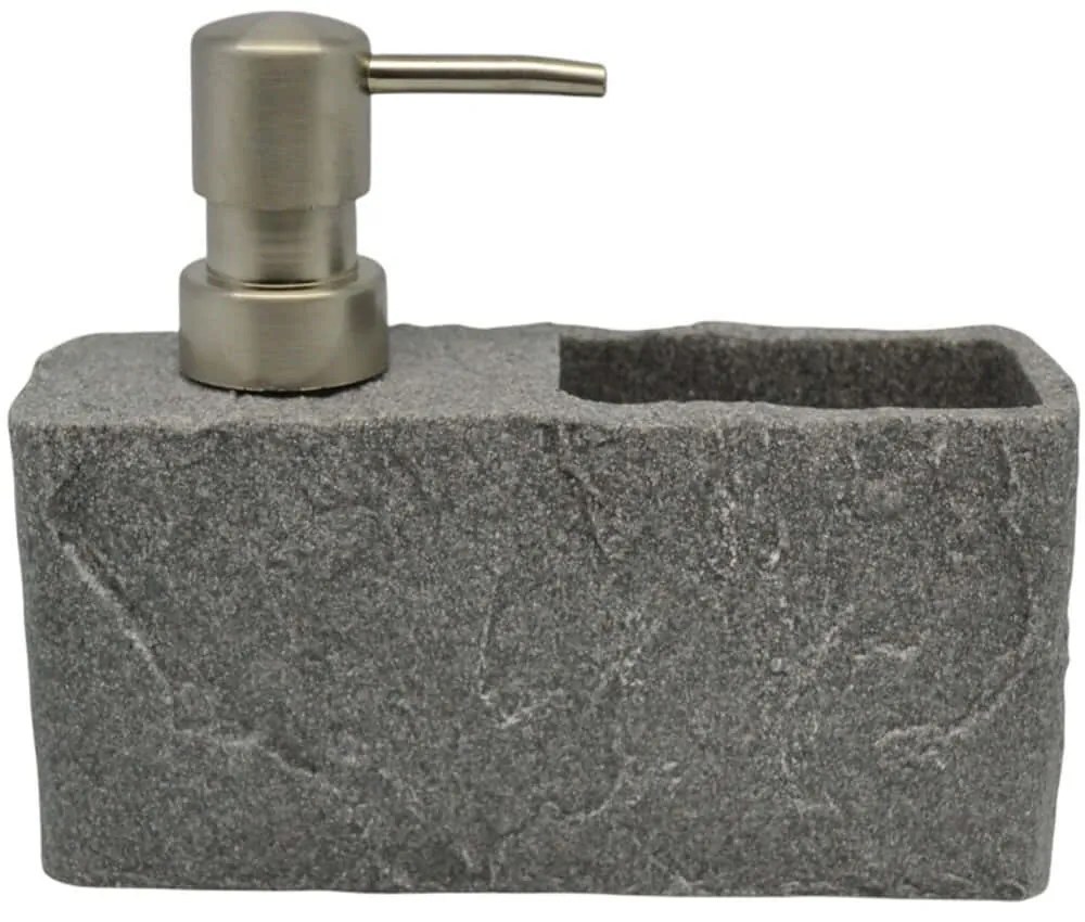 Δοχείο Κρεμοσάπουνου Με Θήκη 842384 16,5x5,5x13,8cm Stone Effect Grey Ankor Πολυέστερ