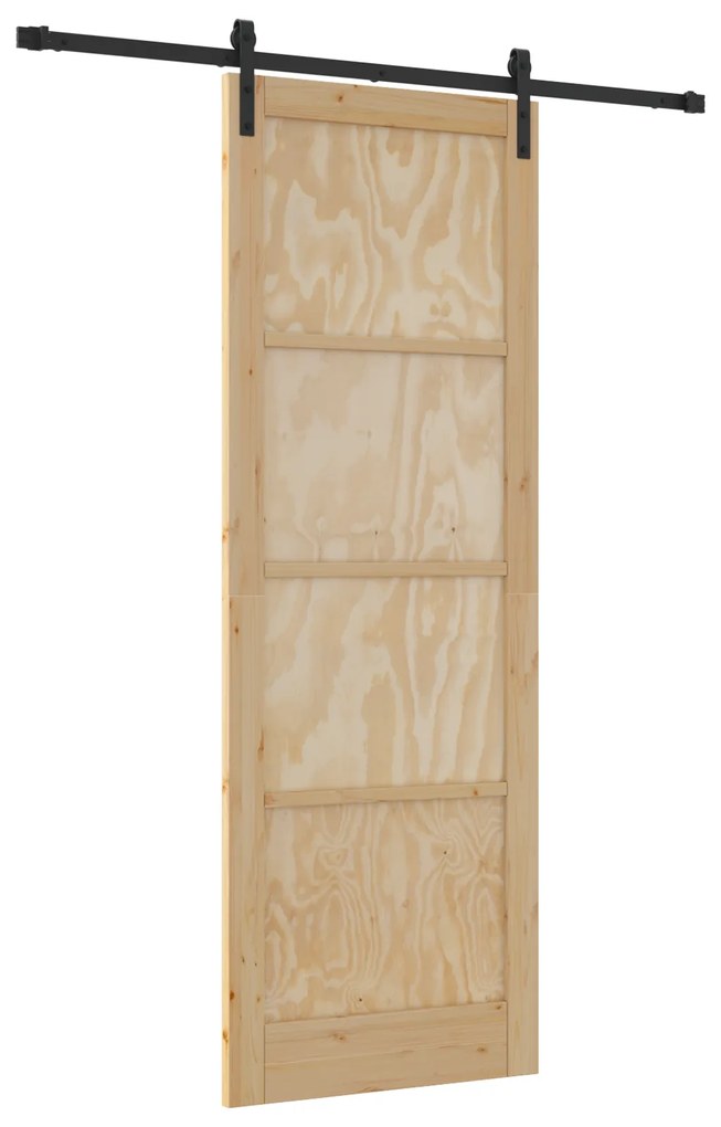 vidaXL Συρόμενη Πόρτα  με Σετ Εξαρτημάτων 83x232 cm από Συμπαγές Ξύλο Πεύκου