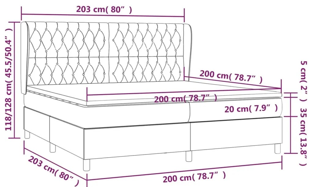vidaXL Κρεβάτι Boxspring με Στρώμα Μαύρο 200x200 εκ. Υφασμάτινο