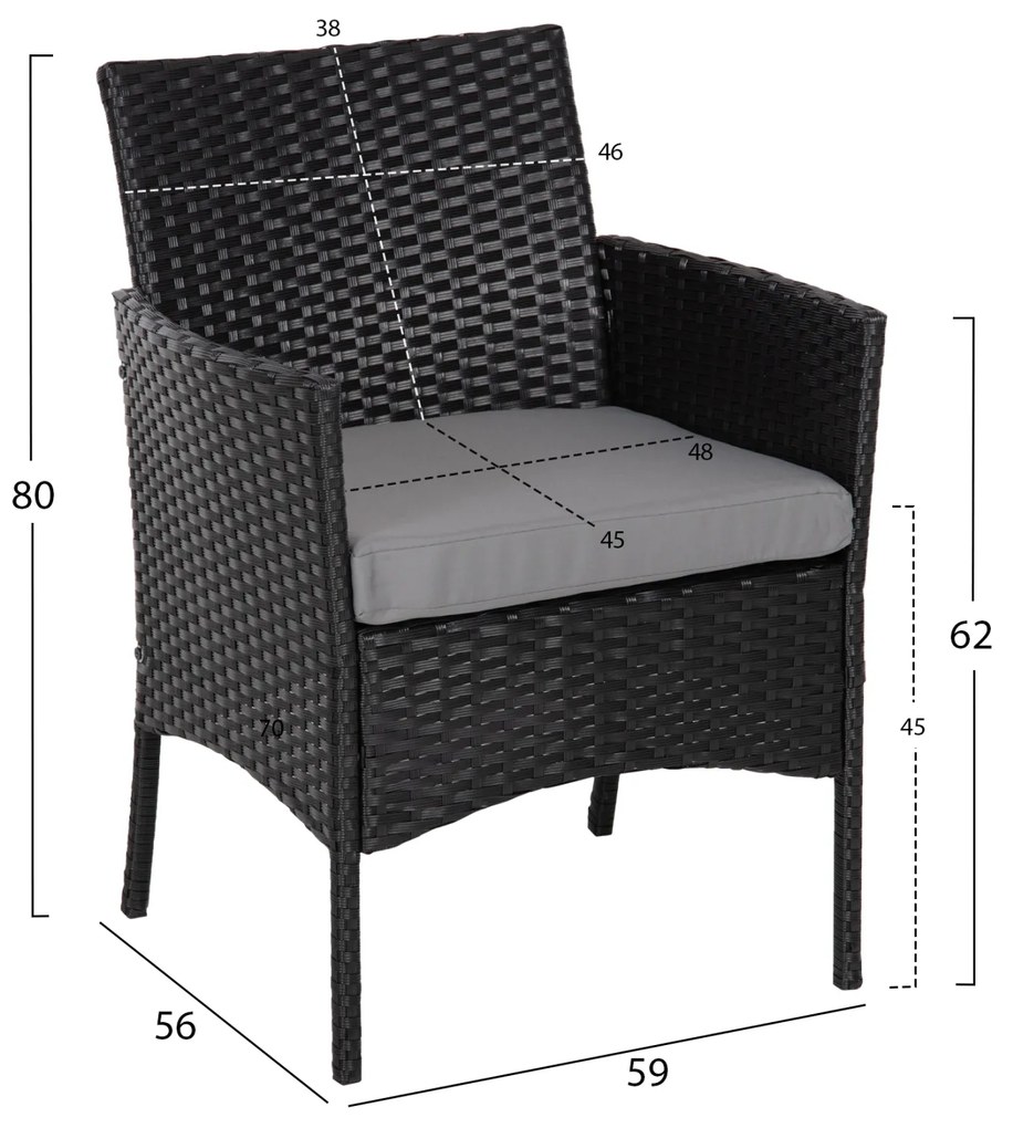 ΣΕΤ ΣΑΛΟΝΙ 4ΤΜΧ STASIA HM6089.10 ΣΥΝΘ.RATTAN ΜΑΥΡΟ-ΓΚΡΙ ΜΑΞΙΛΑΡΙΑ - HM6089.10