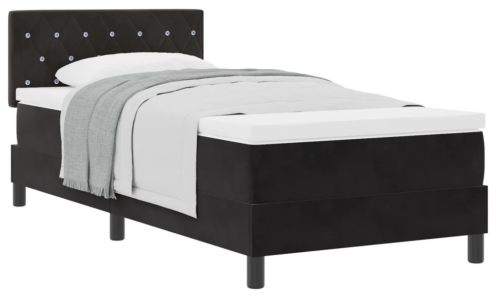 vidaXL Κρεβάτι Box Spring με Στρώμα Μαύρο 100x200 εκ. Βελούδο
