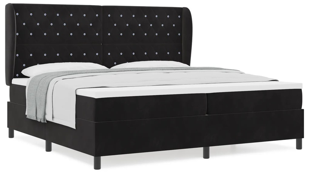 vidaXL Κρεβάτι Box Spring με Στρώμα Μαύρο 200x200 εκ. Βελούδο