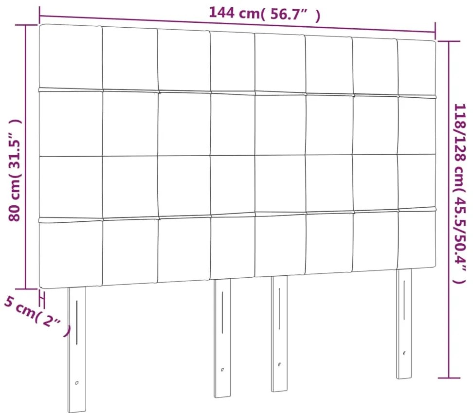 vidaXL Κεφαλάρι Κρεβατιού LED Ανοιχτό Γκρι 144x5x118/128 εκ.