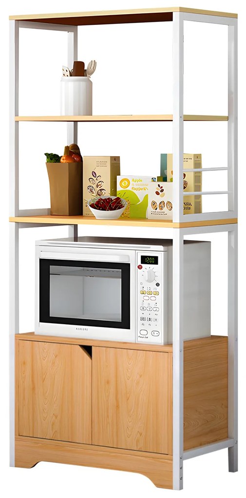 Ραφιέρα Κουζίνας ArteLibre CARIBOU Δρυς/Λευκό MDF/Μέταλλο 60x30x120cm