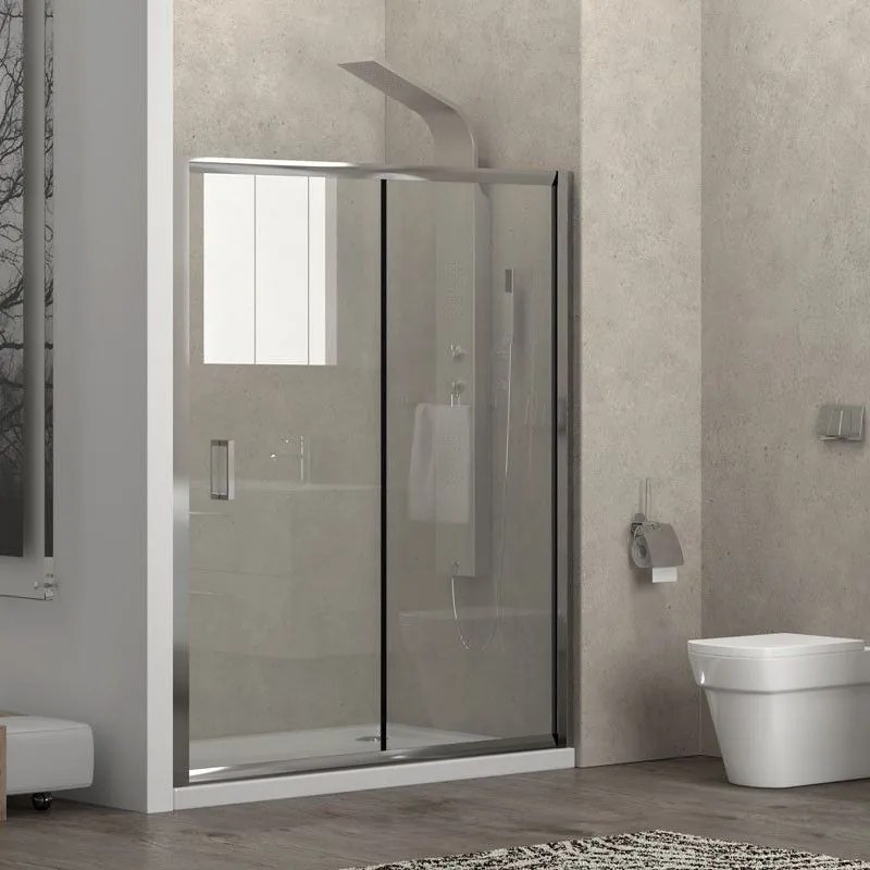 Karag New Flora 500 Καμπίνα από τοίχο σε τοίχο με διάφανο κρύσταλλο &amp; Συρόμενη Πόρτα 150x180cm