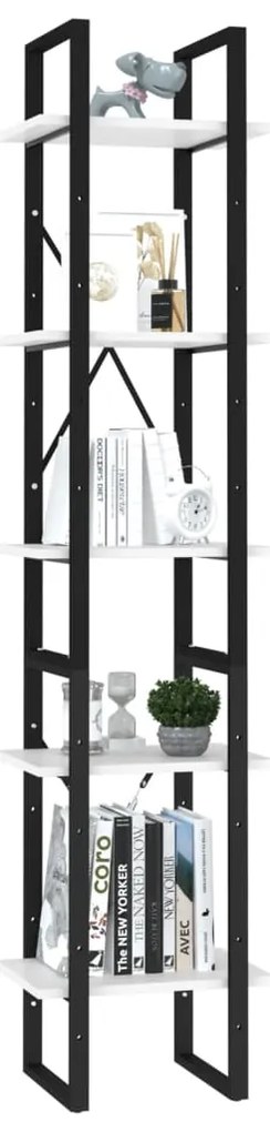 vidaXL Βιβλιοθήκη με 5 Ράφια Λευκή 40 x 30 x 175 εκ. από Επεξ. Ξύλο