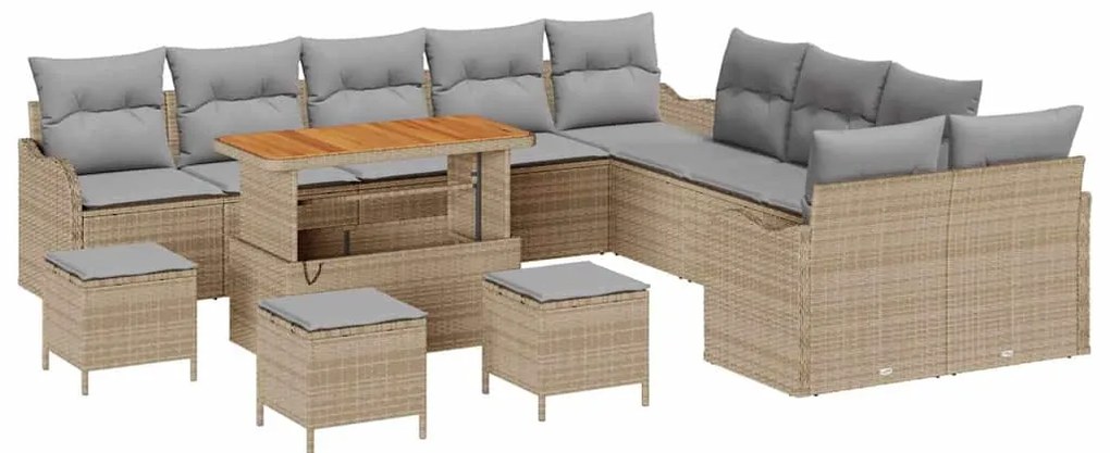 vidaXL Σετ Καναπέ Κήπου 14 pcs Μπεζ, Ανοιχτό Γκρι 110 x 55 x 71 εκ