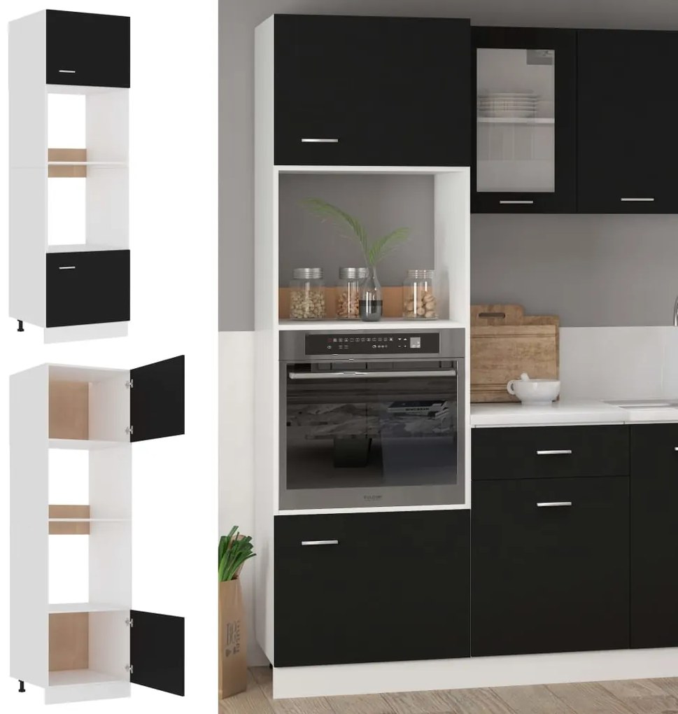 vidaXL Ντουλάπι για Φούρνο Μικροκυμάτων Lyon Μαύρο 60x57x207 εκ