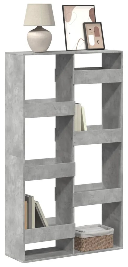 Βιβλιοθήκη Γκρι Σκυροδέματος 100x33x175 εκ. Επεξεργ. Ξύλο
