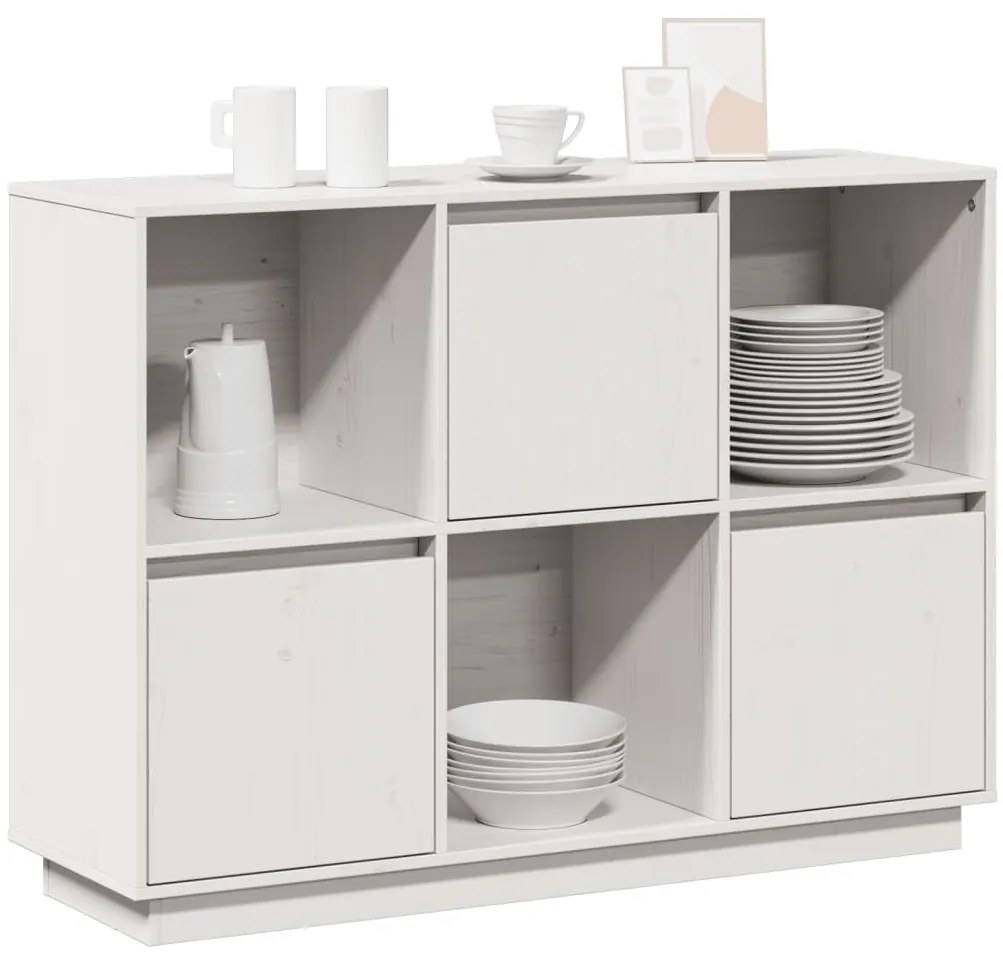 vidaXL Ντουλάπι Λευκό 110,5 x 35 x 80 εκ. από Μασίφ Ξύλο Πεύκου