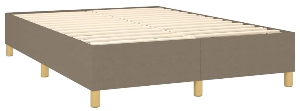 vidaXL Κρεβάτι Boxspring με Στρώμα &amp; LED Taupe 140x190 εκ. Υφασμάτινο