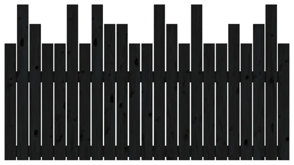 vidaXL Κεφαλάρι Τοίχου Μαύρο 146,5x3x80 εκ. από Μασίφ Ξύλο Πεύκου
