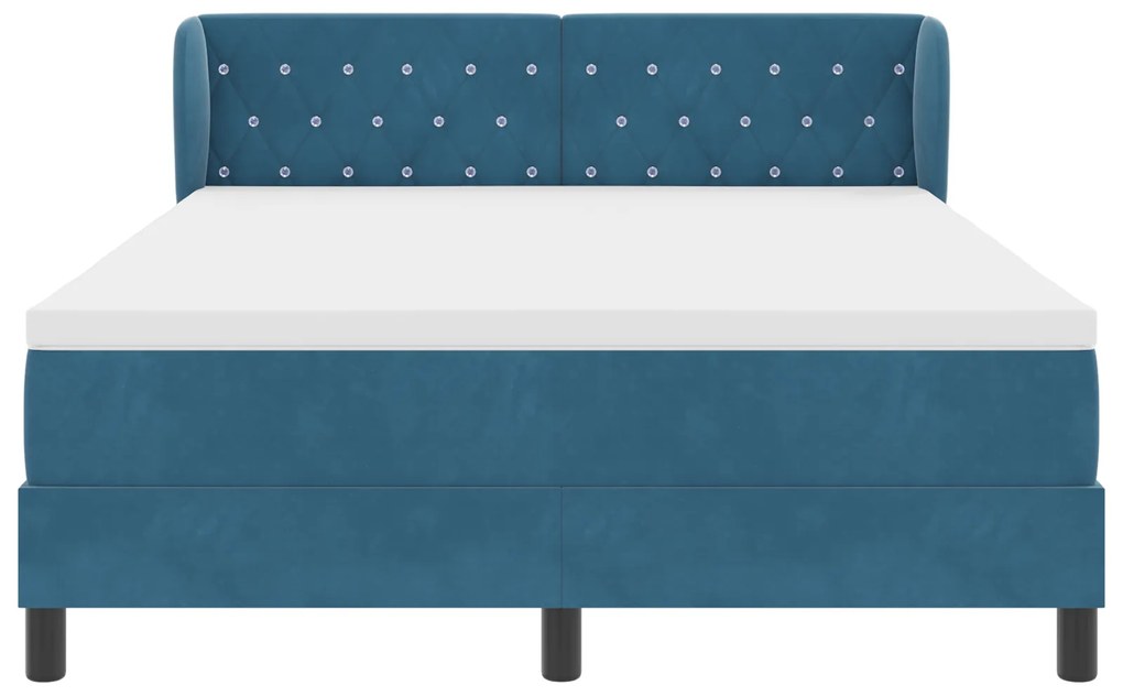 vidaXL Κρεβάτι Box Spring με Στρώμα σε Σκούρο Μπλε 160x200 εκ. από Βελούδο