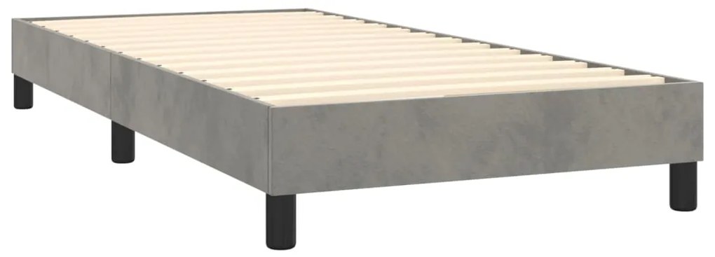 vidaXL Κρεβάτι Boxspring με Στρώμα &amp; LED Αν.Γκρι 90x190 εκ. Βελούδινο