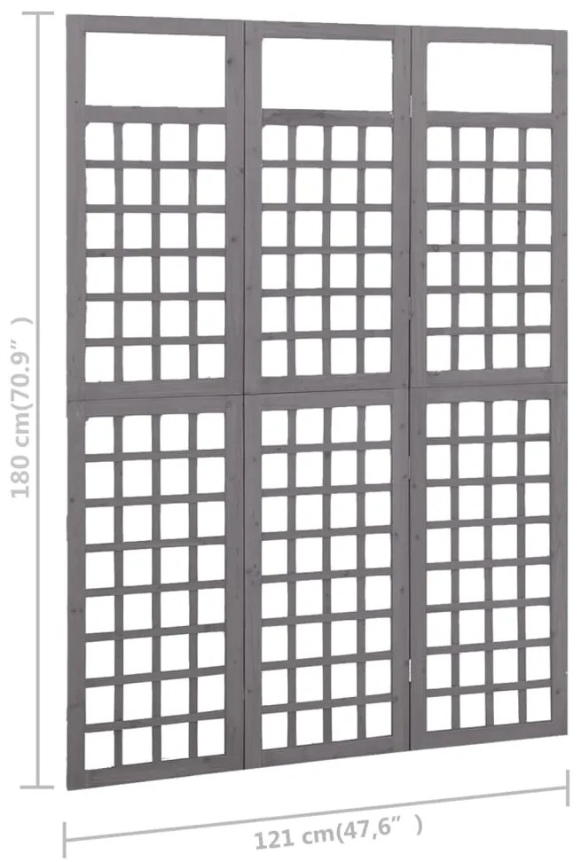 Διαχωριστικό Δωμ./Καφασωτό 3 Πάνελ Γκρι 121x180 εκ. Ξύλο Ελάτης 316486