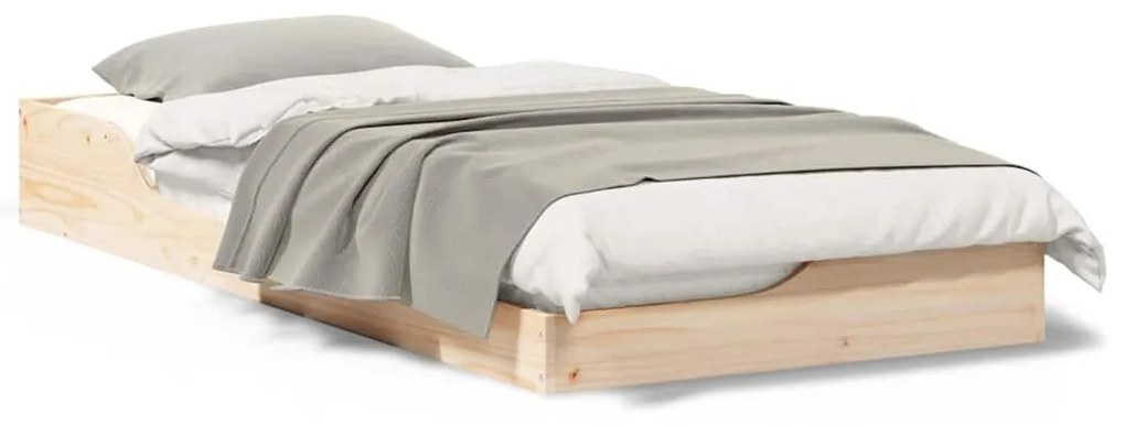 vidaXL Κρεβάτι δαπέδου Καφέ 100 x 200 cm Μασίφ ξύλο πεύκου