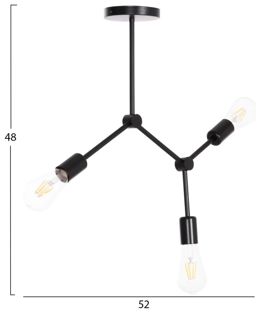 Κρεμαστό φωτιστικό οροφής LIGHTY C7404.11 Τρίφωτο Μέταλλο Μαύρο 52x5x48Υ εκ. 52x5x48 εκ.