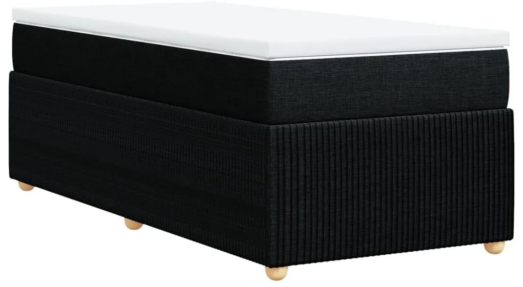 vidaXL Κρεβάτι Boxspring με Στρώμα Μαύρο 80 x 200 εκ. Υφασμάτινο