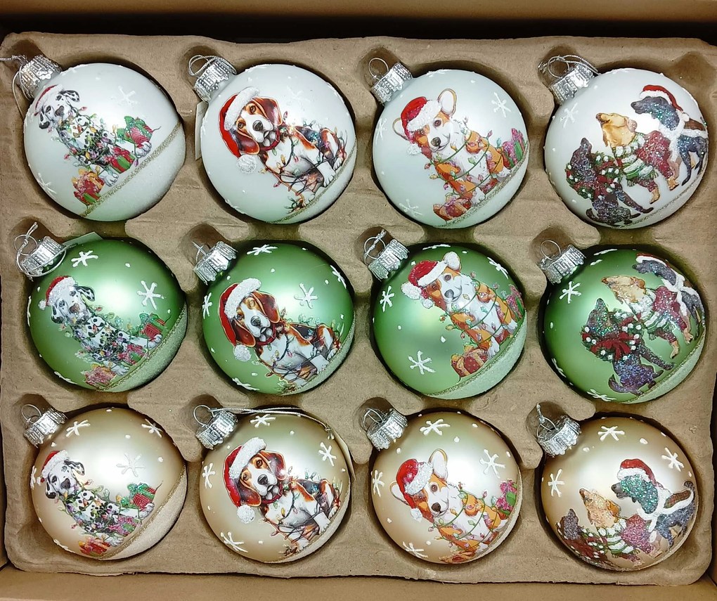 Γυάλινη Χριστουγεννιάτικη Μπάλα 8cm 26207 - Σε 3 Χρώματα με διάφορα Σχέδια  (b)