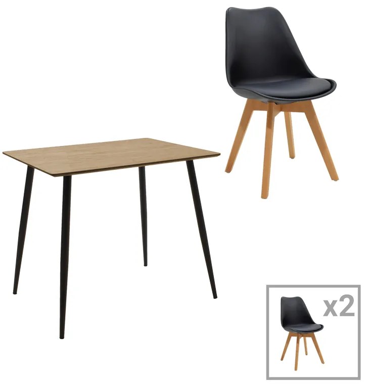 Intrahome Τραπεζαρία Gaston-Cuba Intrahome σετ 3τεμ pp-mdf σε μαύρη-sonoma απόχρωση 70x70x75εκ | SKU: INTRAPA-311112124