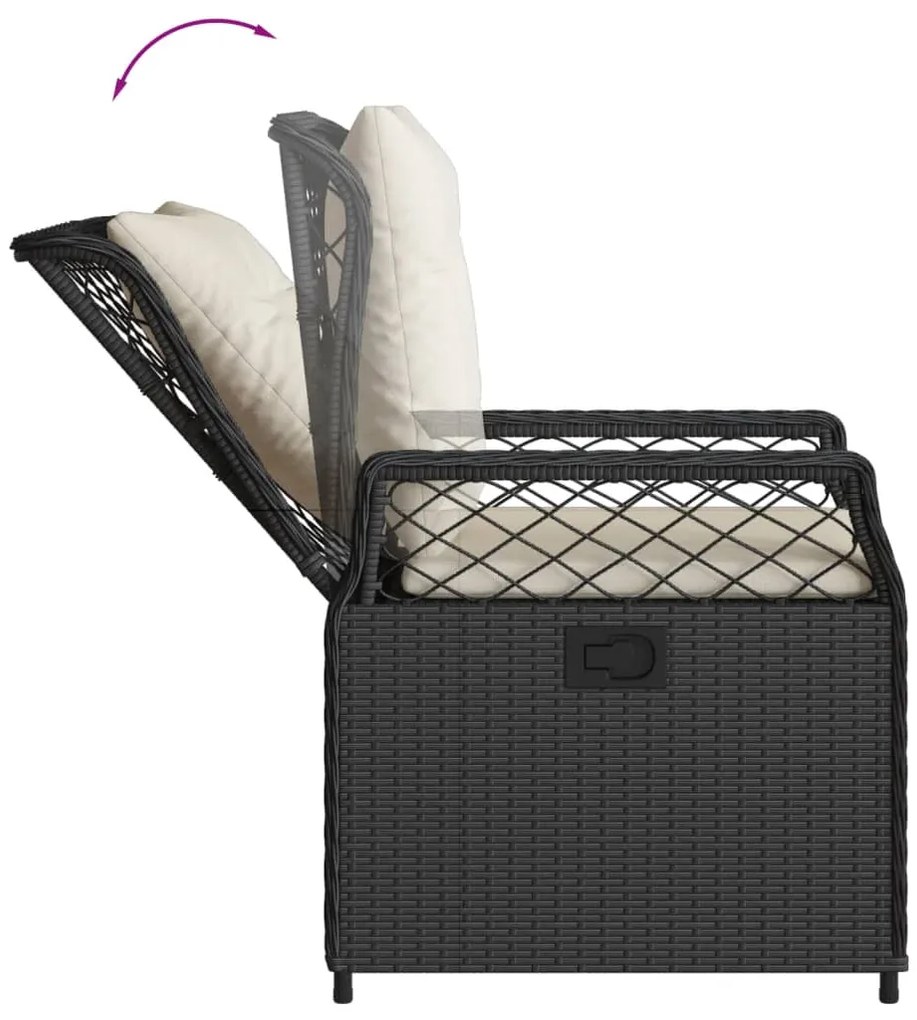 vidaXL Σετ Τραπεζαρίας Κήπου 7 Τεμ. Μαύρο Συνθετικό Ρατάν με Μαξιλάρια