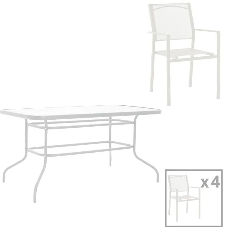 Τραπεζαρία Valor-Confidence σετ 5τεμ μέταλλο σε λευκή απόχρωση 140x80x70εκ 140x80x70 εκ.