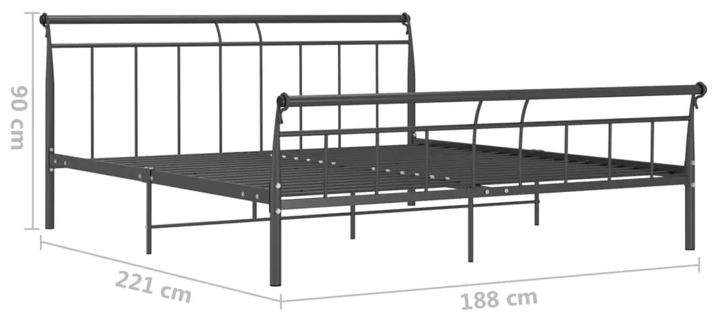 vidaXL Πλαίσιο Κρεβατιού Μαύρο 180 x 200 εκ. Μεταλλικό